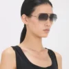 Eleganckie metalowe okulary przeciwsłoneczne typu pilot w kolorze złotym i czarnym Eleganckie metalowe okulary przeciwsłoneczne typu pilot w kolorze złotym i czarnym