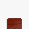 Etui na karty w kształcie koperty z ceglastoczerwonej skóry z wytłoczonym wzorem krokodyla Etui na karty w kształcie koperty z ceglastoczerwonej skóry z wytłoczonym wzorem krokodyla