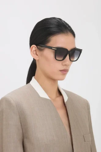 Okulary przeciwsłoneczne oversize z acetatu w kolorze czarnym