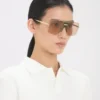 Opraska w stylu oversize z metalu i acetatu w kolorze zielonego marmuru Opraska w stylu oversize z metalu i acetatu w kolorze zielonego marmuru