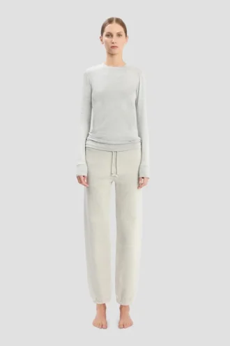 Spodnie jogger z haftowanym logo w kolorze szarym melanżowym Spodnie jogger z haftowanym logo w kolorze szarym melanżowym