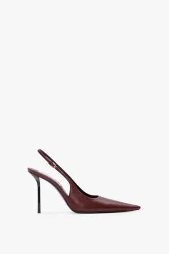 The Victoria stiletto slingback 100 z bordowej skóry The Victoria stiletto slingback 100 z bordowej skóry