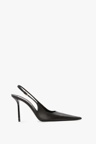 The Victoria stiletto slingback 100 z czarnej skóry The Victoria stiletto slingback 100 z czarnej skóry